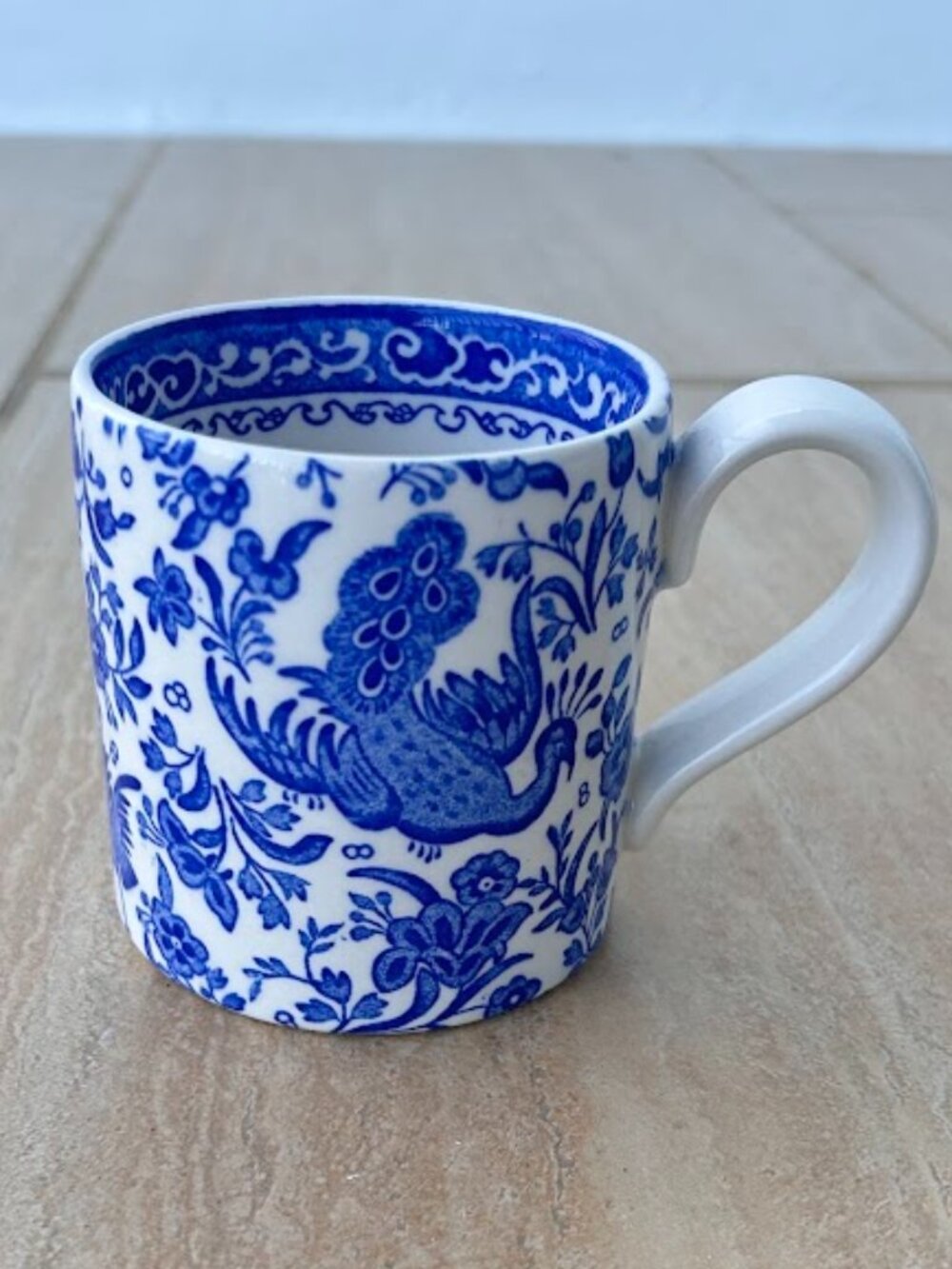 Burleigh Blue Regal Peacock Half Pint Mug Floral Design